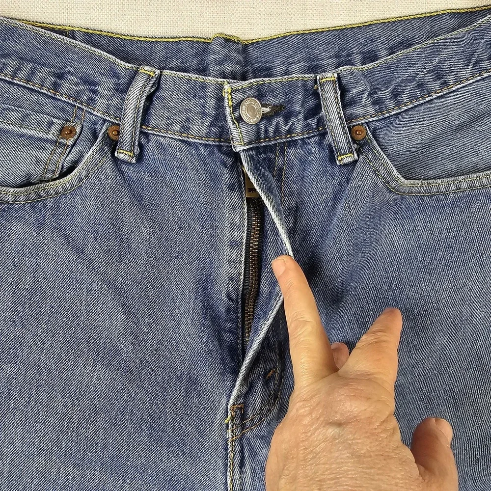 Levis 505 Jeans Mens 36X32 (34×30) Straight Leg Blue Grunge Broke-In
